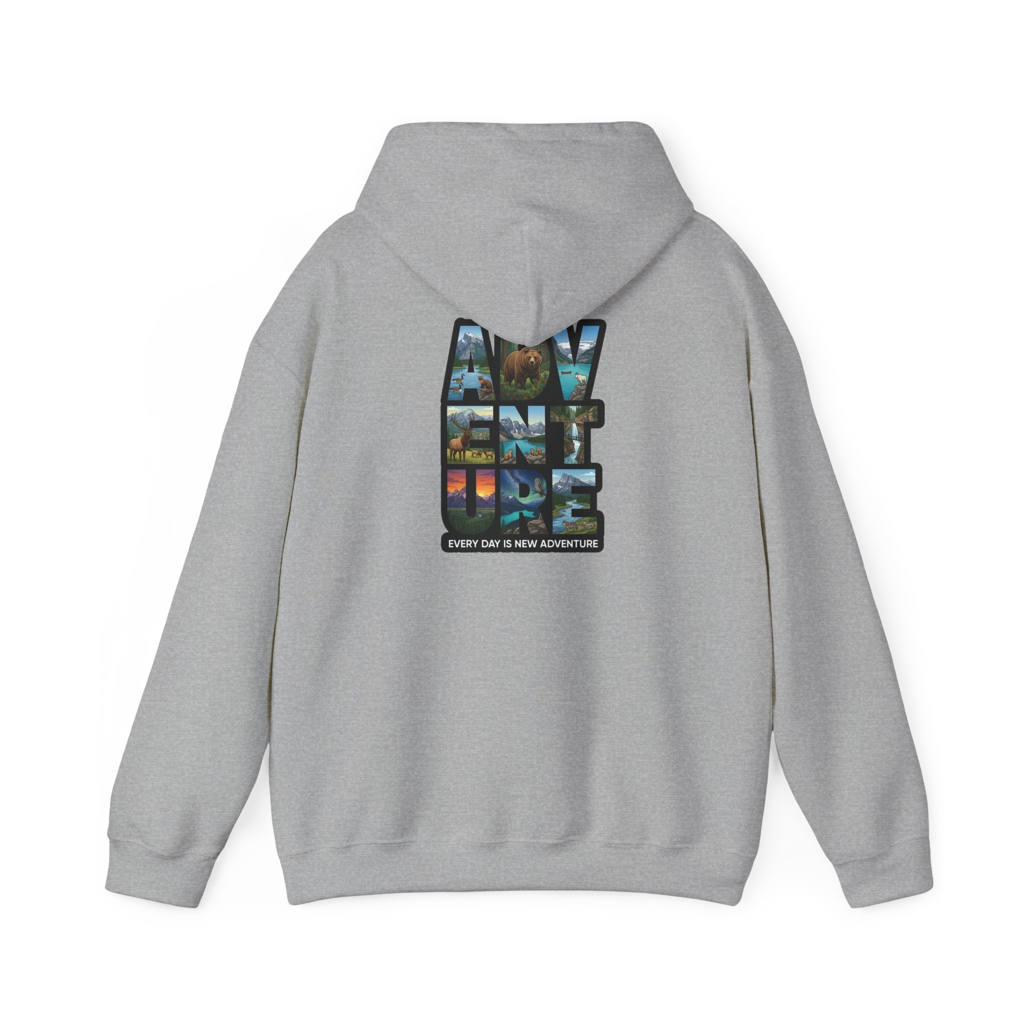 Adventure Photo Collage Hoodie — "Adventure" Travel Graphic Pullover