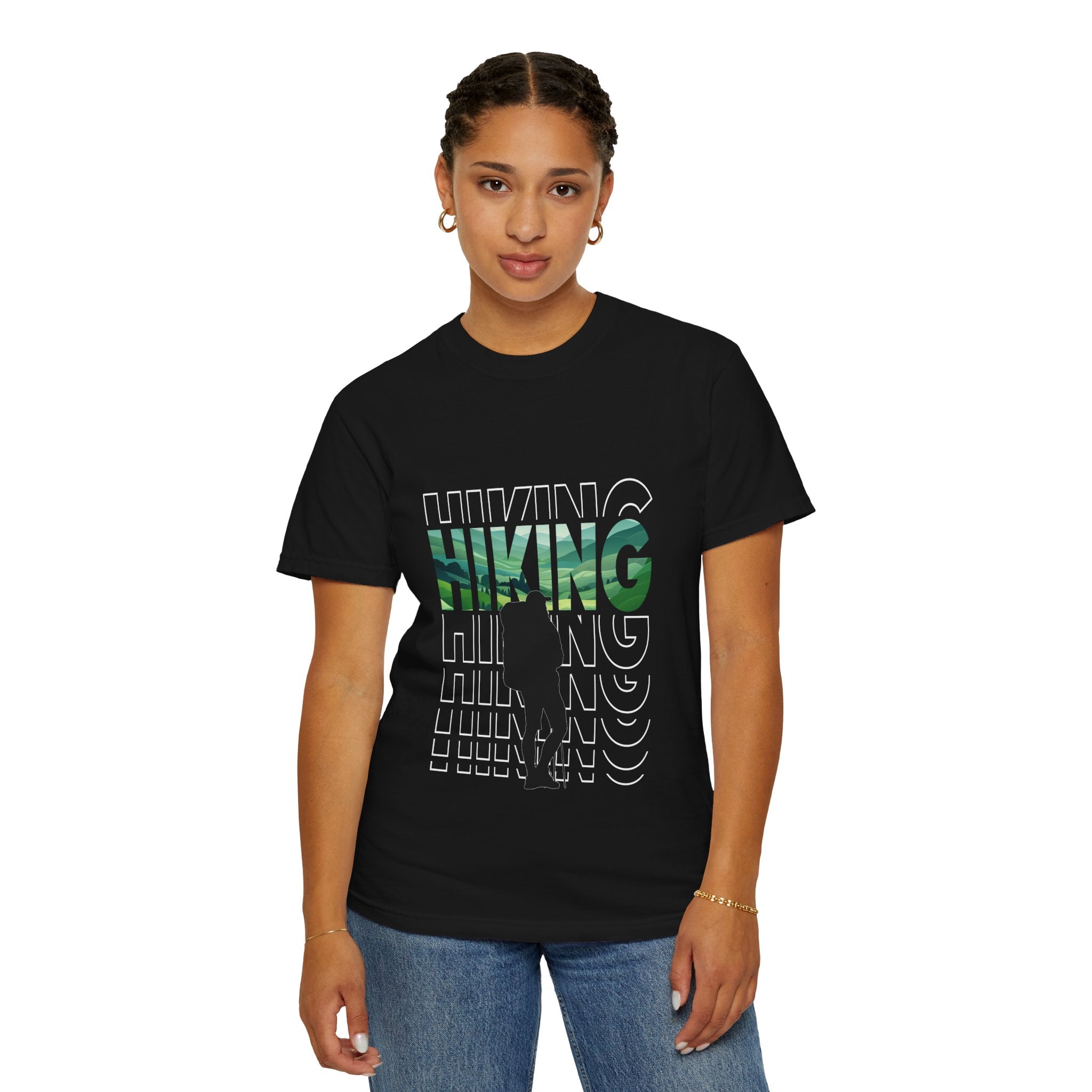 Hiking Graphic T-Shirt — Mountain Silhouette Outdoor Tee