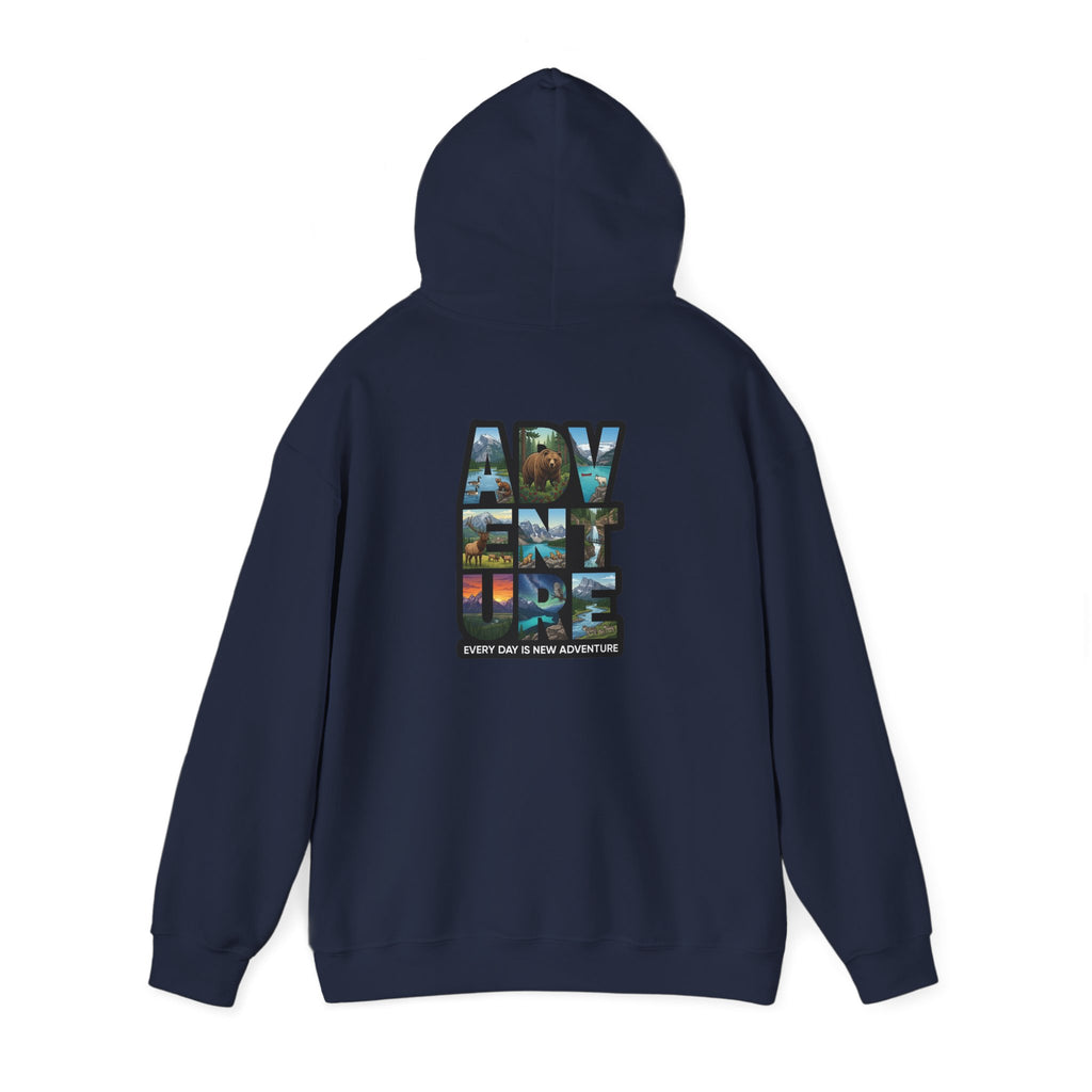 Adventure Photo Collage Hoodie — "Adventure" Travel Graphic Pullover