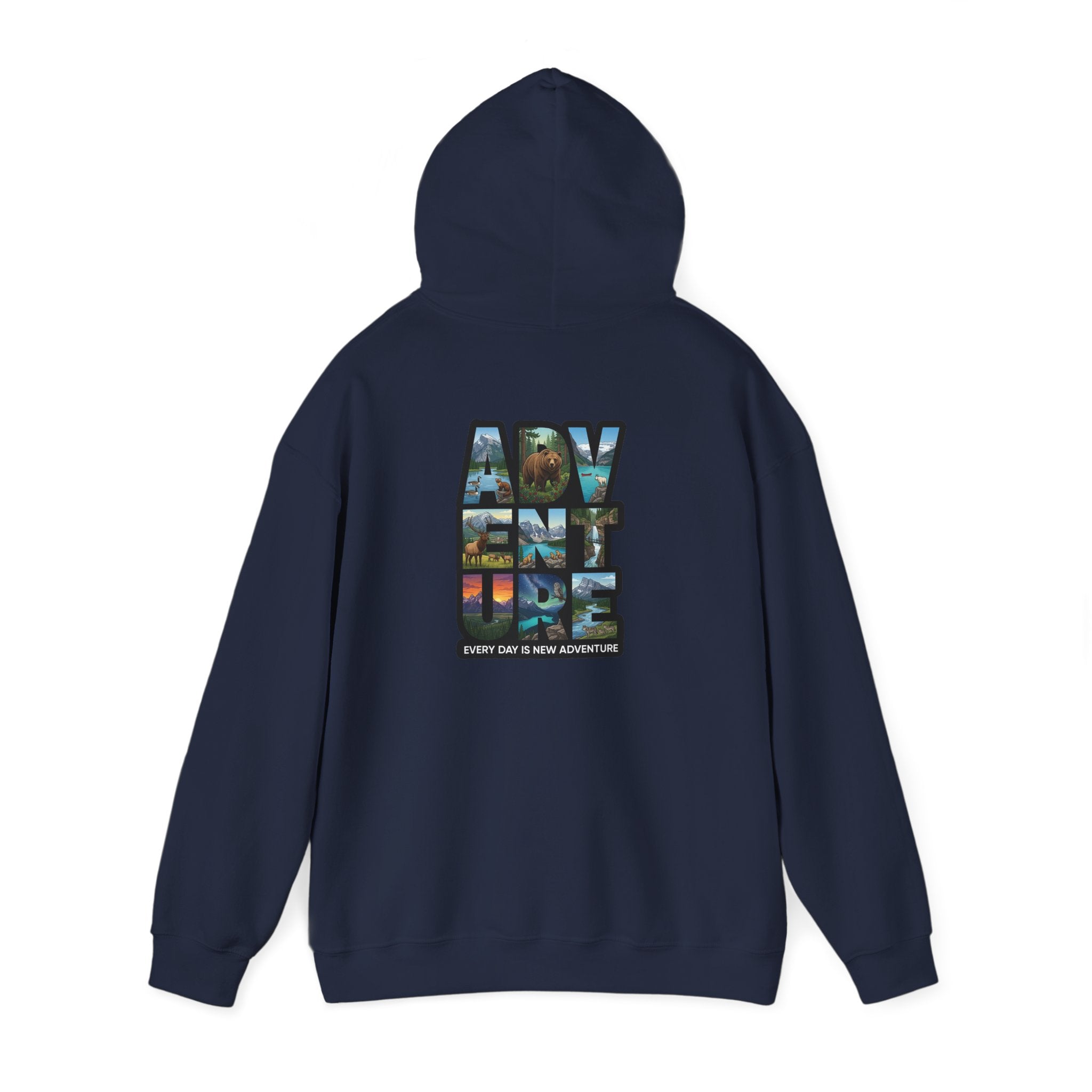 Adventure Photo Collage Hoodie — "Adventure" Travel Graphic Pullover