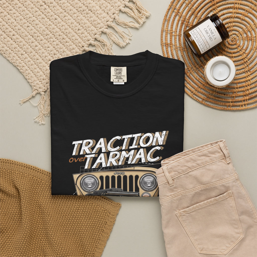 Traction on Tarmac Jeep Graphic T-Shirt — Off-Road Vintage SUV Tee