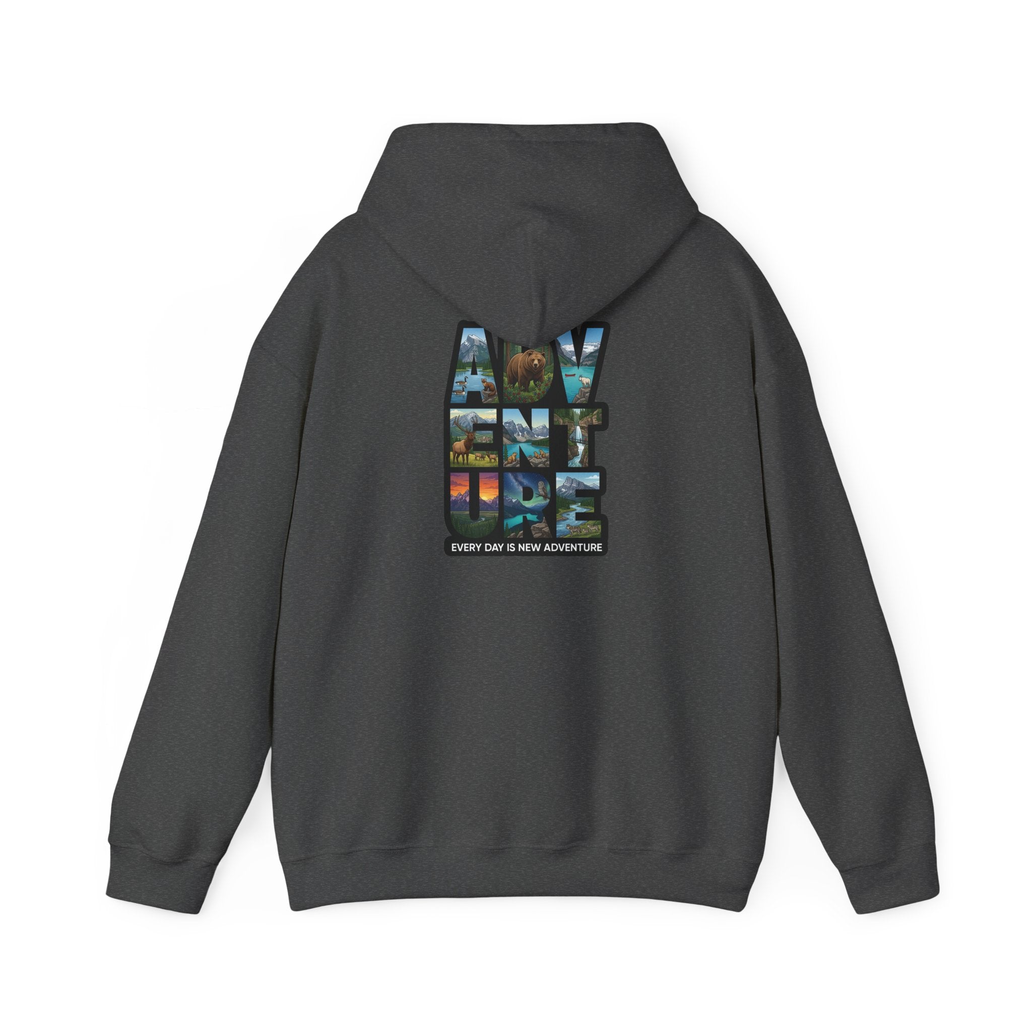 Adventure Photo Collage Hoodie — "Adventure" Travel Graphic Pullover