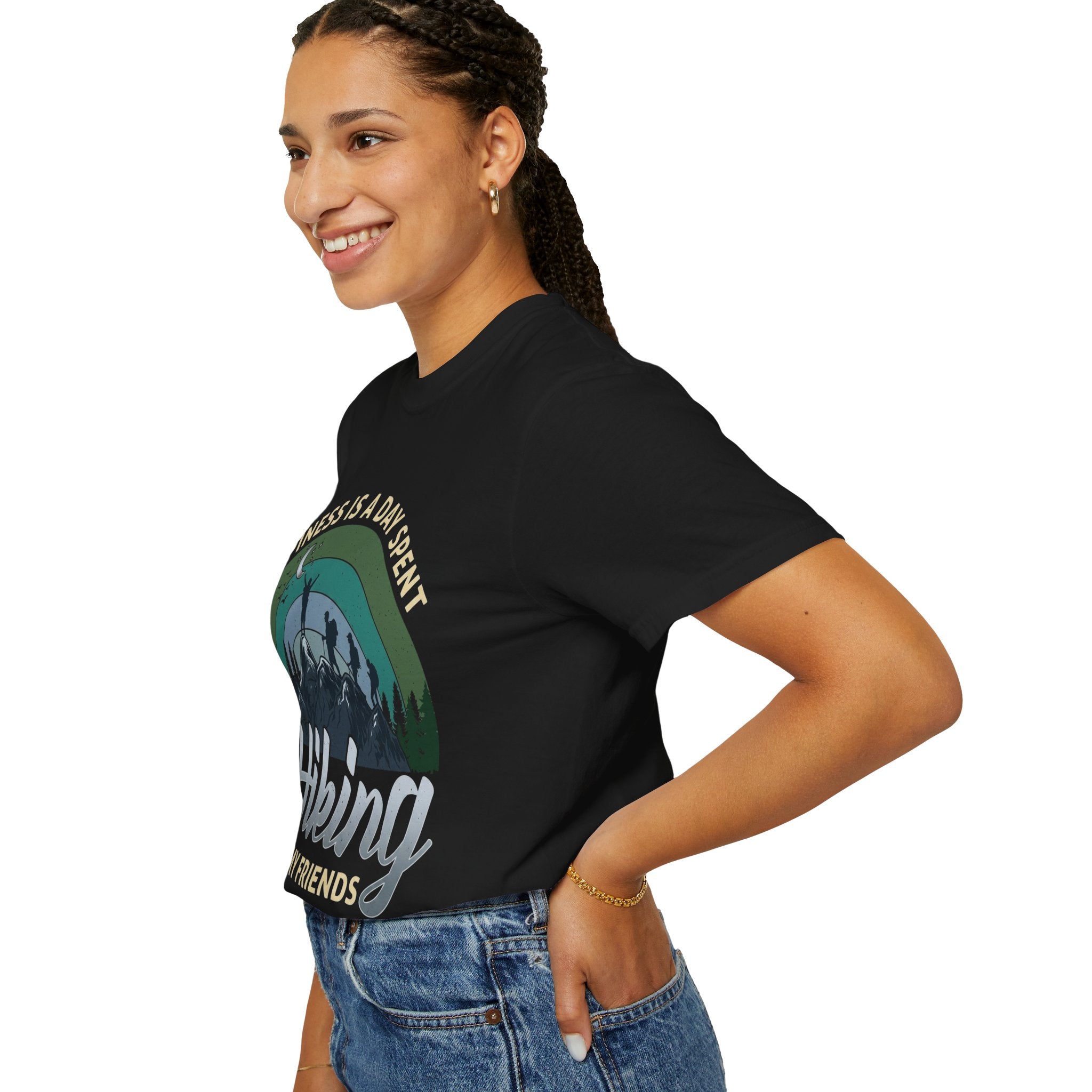 Hiking With My Friends T‑Shirt — "Happiness Is a Day Spent" Outdoor Adventure Tee