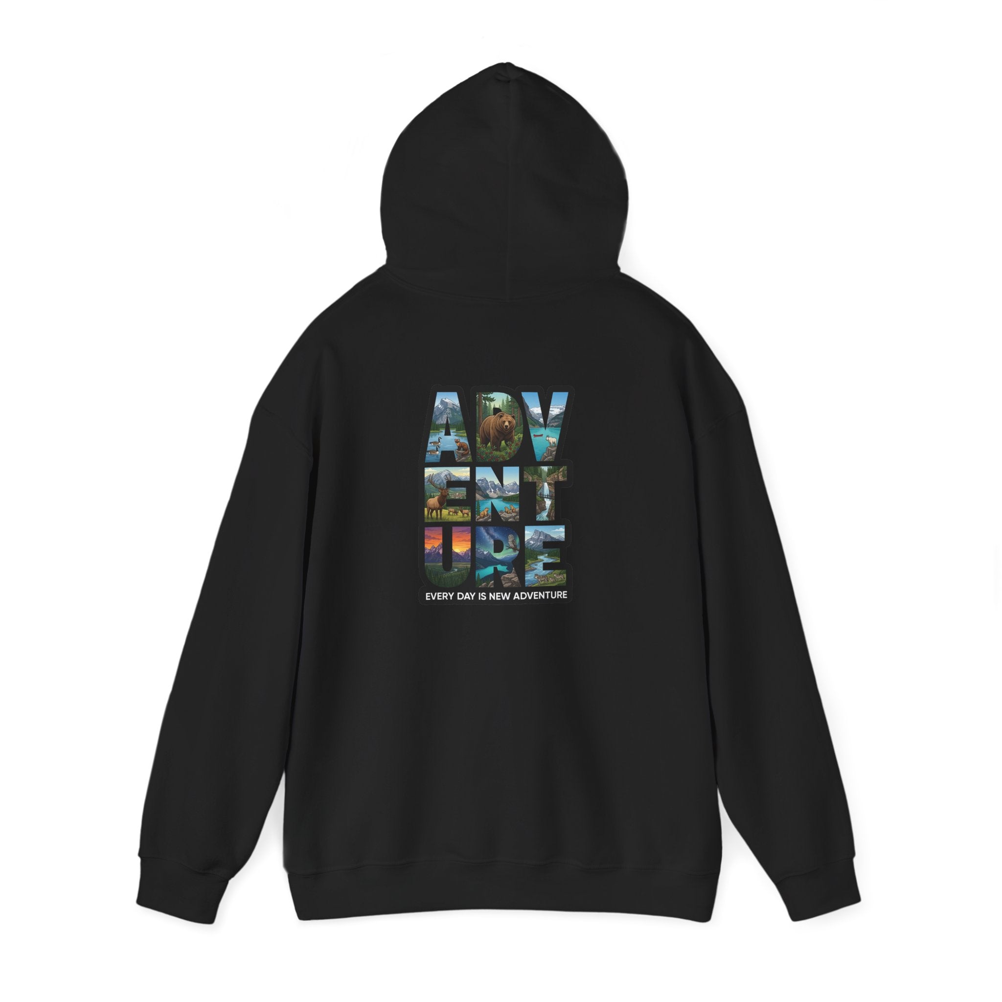 Adventure Photo Collage Hoodie — "Adventure" Travel Graphic Pullover