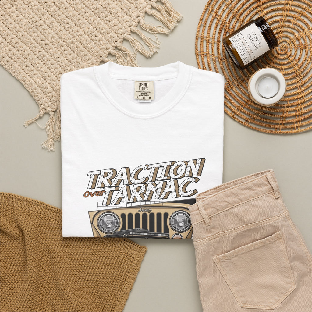Traction on Tarmac Jeep Graphic T-Shirt — Off-Road Vintage SUV Tee