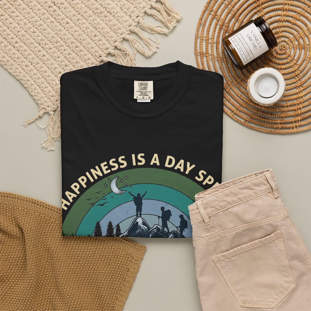 Hiking With My Friends T‑Shirt — "Happiness Is a Day Spent" Outdoor Adventure Tee