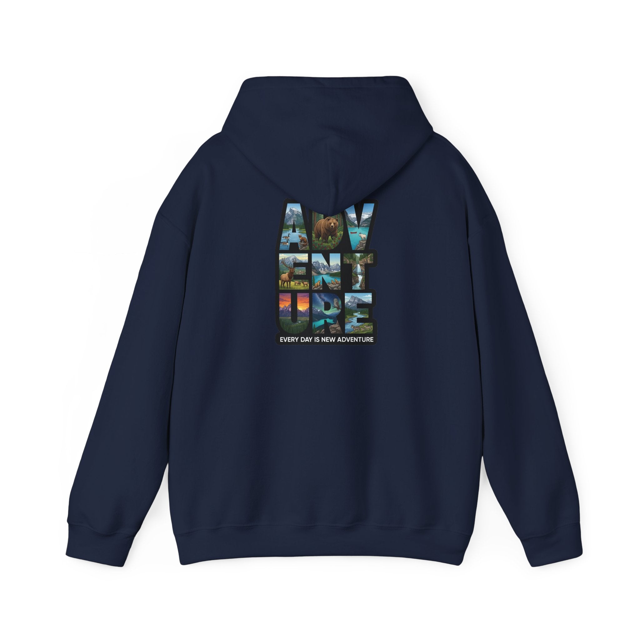 Adventure Photo Collage Hoodie — "Adventure" Travel Graphic Pullover