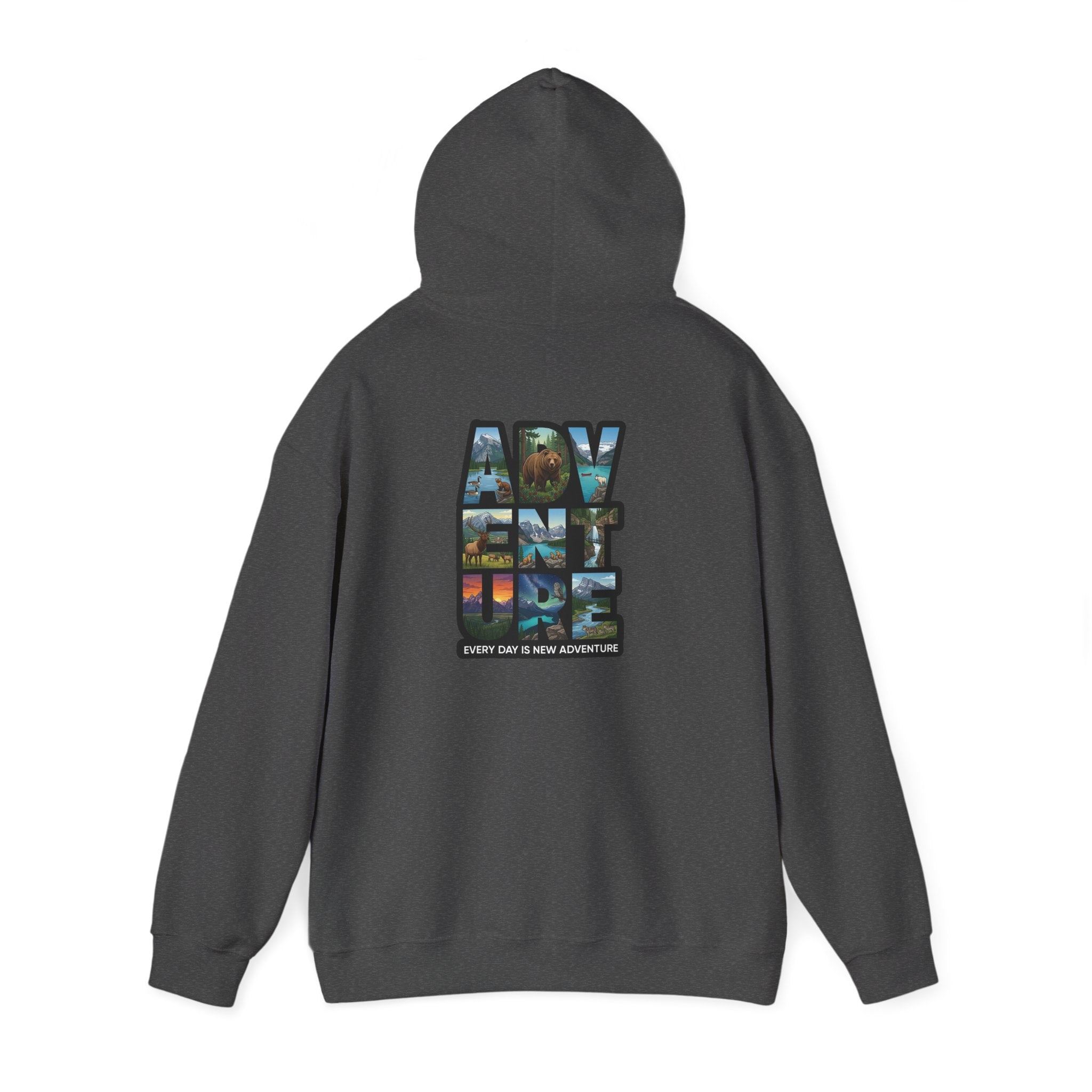 Adventure Photo Collage Hoodie — "Adventure" Travel Graphic Pullover