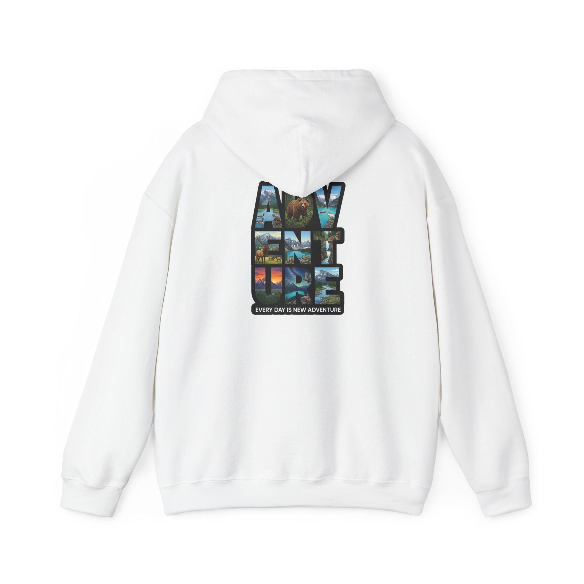 Adventure Photo Collage Hoodie — "Adventure" Travel Graphic Pullover