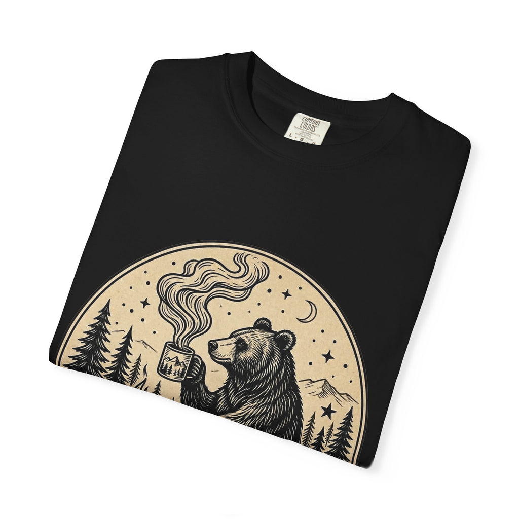 Camp & Coffee Bear T-Shirt — Camping Graphic Tee for Outdoors Lovers