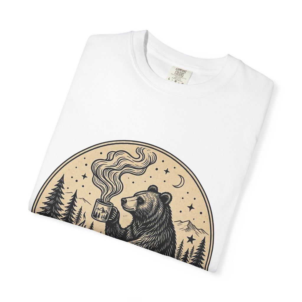 Camp & Coffee Bear T-Shirt — Camping Graphic Tee for Outdoors Lovers