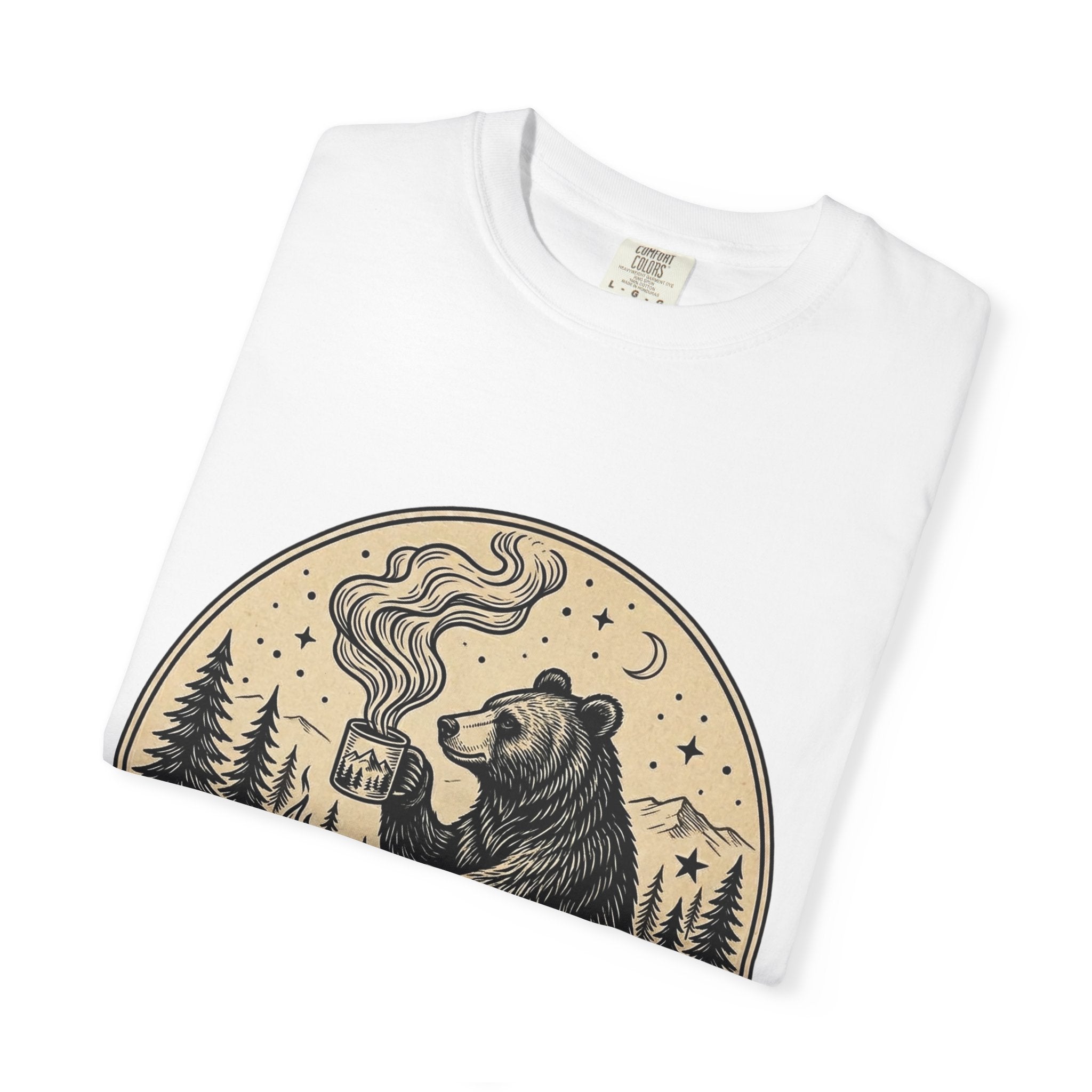 Camp & Coffee Bear T-Shirt — Camping Graphic Tee for Outdoors Lovers