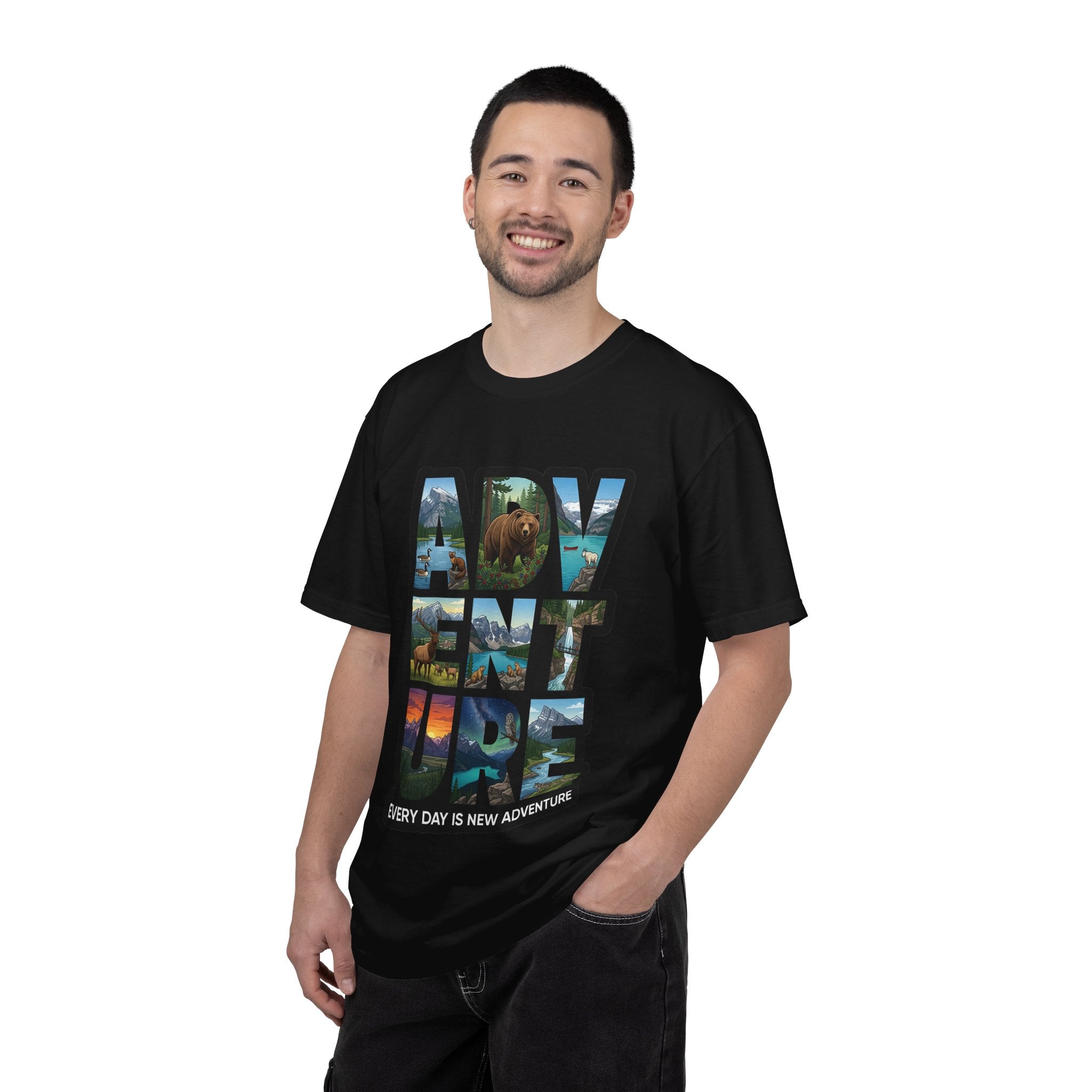 Adventure Graphic T-Shirt — "Every Day Is New Adventure" Nature Scene Tee