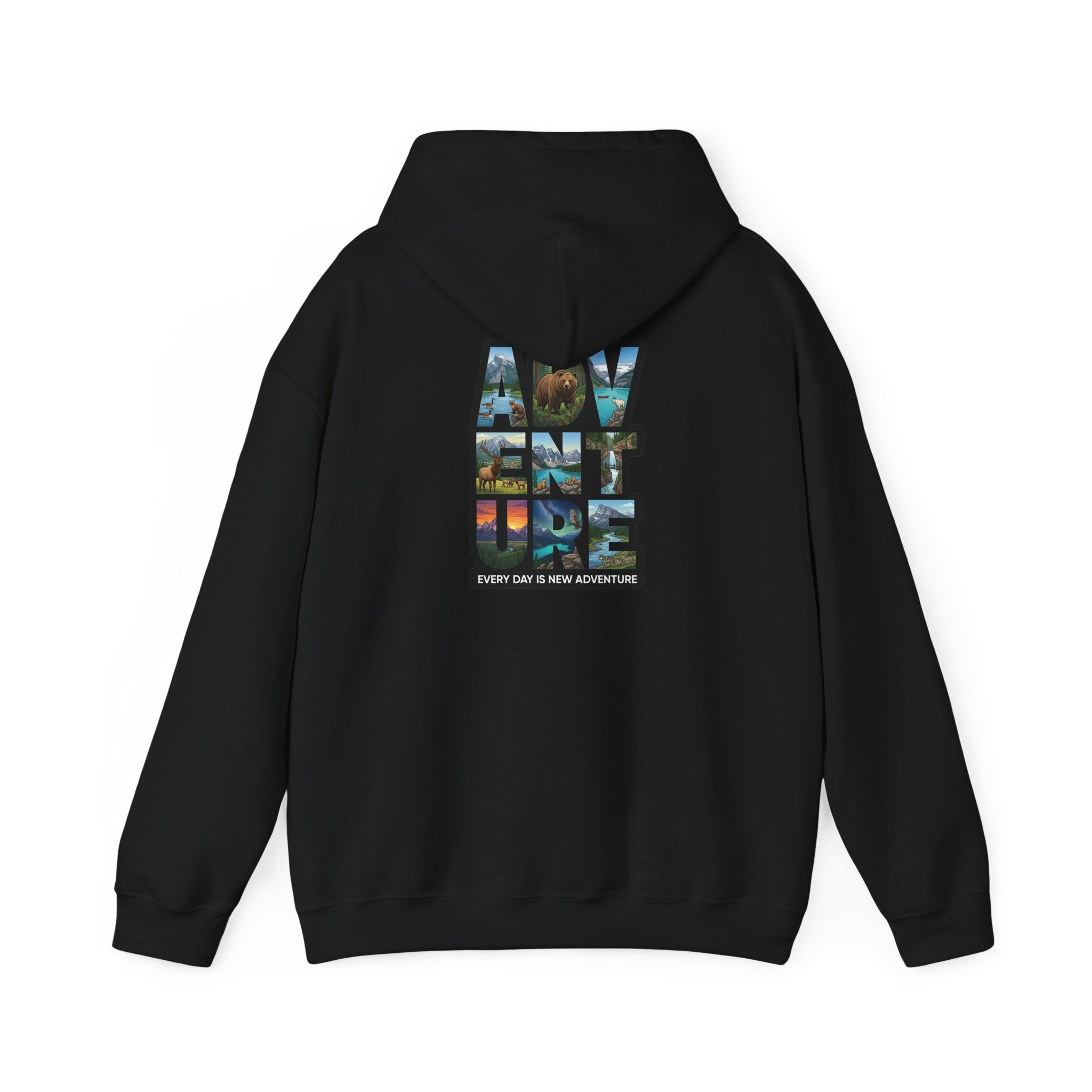 Adventure Photo Collage Hoodie — "Adventure" Travel Graphic Pullover