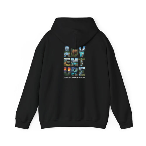 Adventure Photo Collage Hoodie — "Adventure" Travel Graphic Pullover