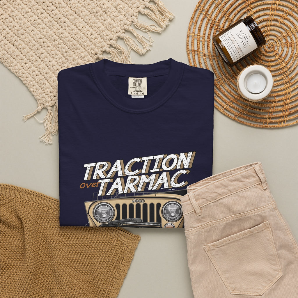 Traction on Tarmac Jeep Graphic T-Shirt — Off-Road Vintage SUV Tee