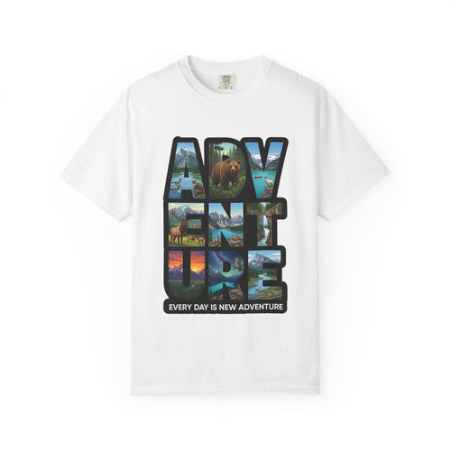 Adventure Graphic T-Shirt — "Every Day Is New Adventure" Nature Scene Tee