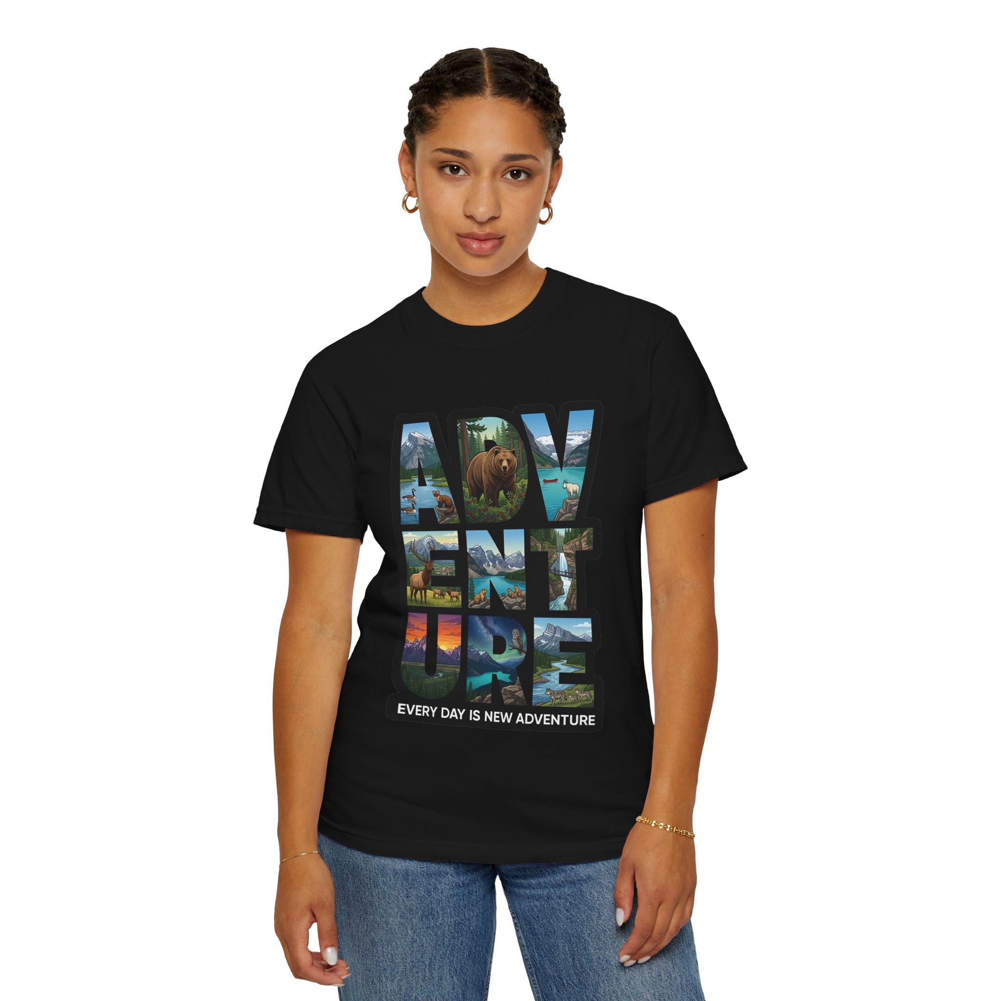 Adventure Graphic T-Shirt — "Every Day Is New Adventure" Nature Scene Tee