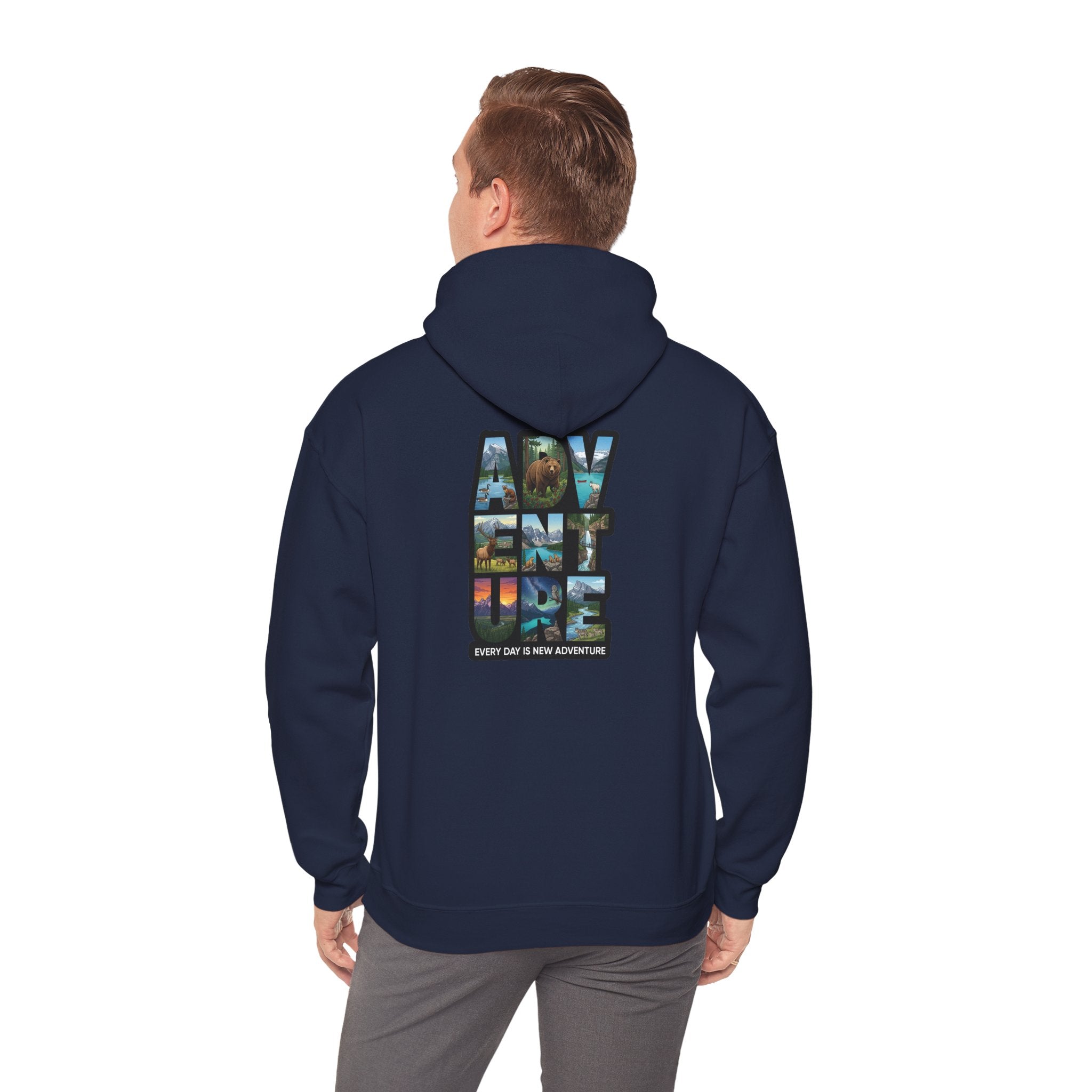Adventure Photo Collage Hoodie — "Adventure" Travel Graphic Pullover