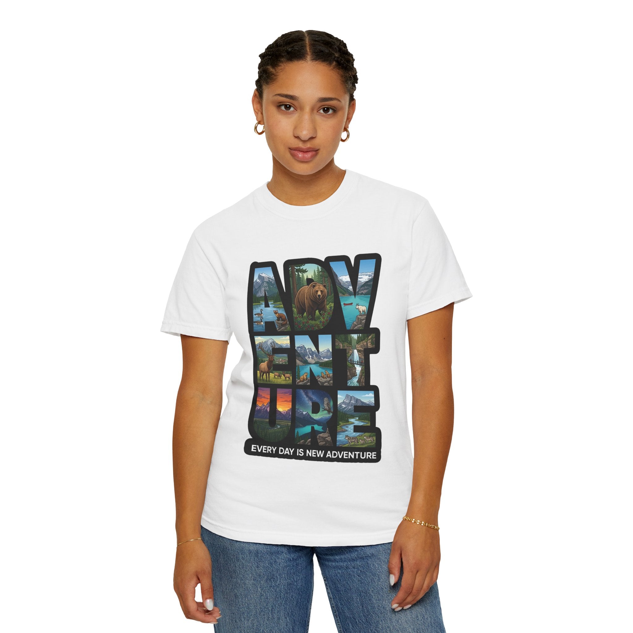 Adventure Graphic T-Shirt — "Every Day Is New Adventure" Nature Scene Tee
