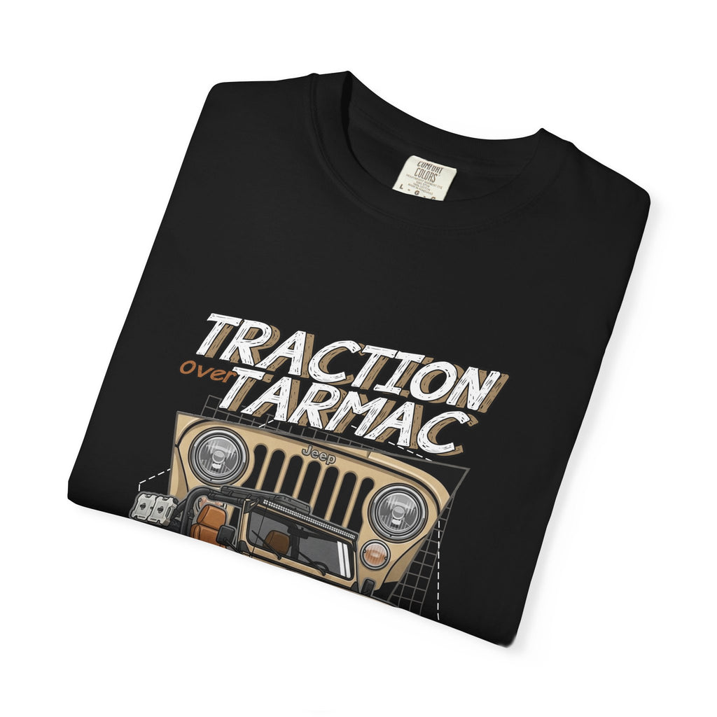 Traction on Tarmac Jeep Graphic T-Shirt — Off-Road Vintage SUV Tee