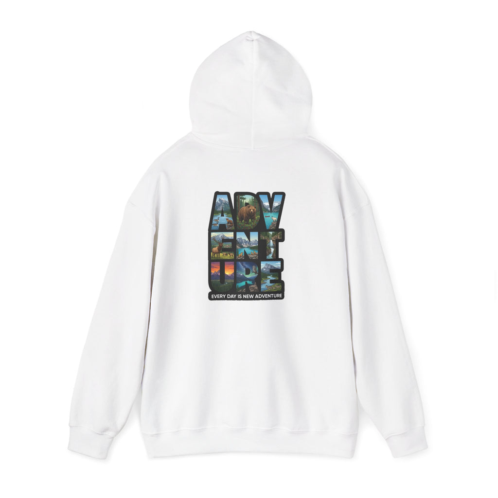 Adventure Photo Collage Hoodie — "Adventure" Travel Graphic Pullover