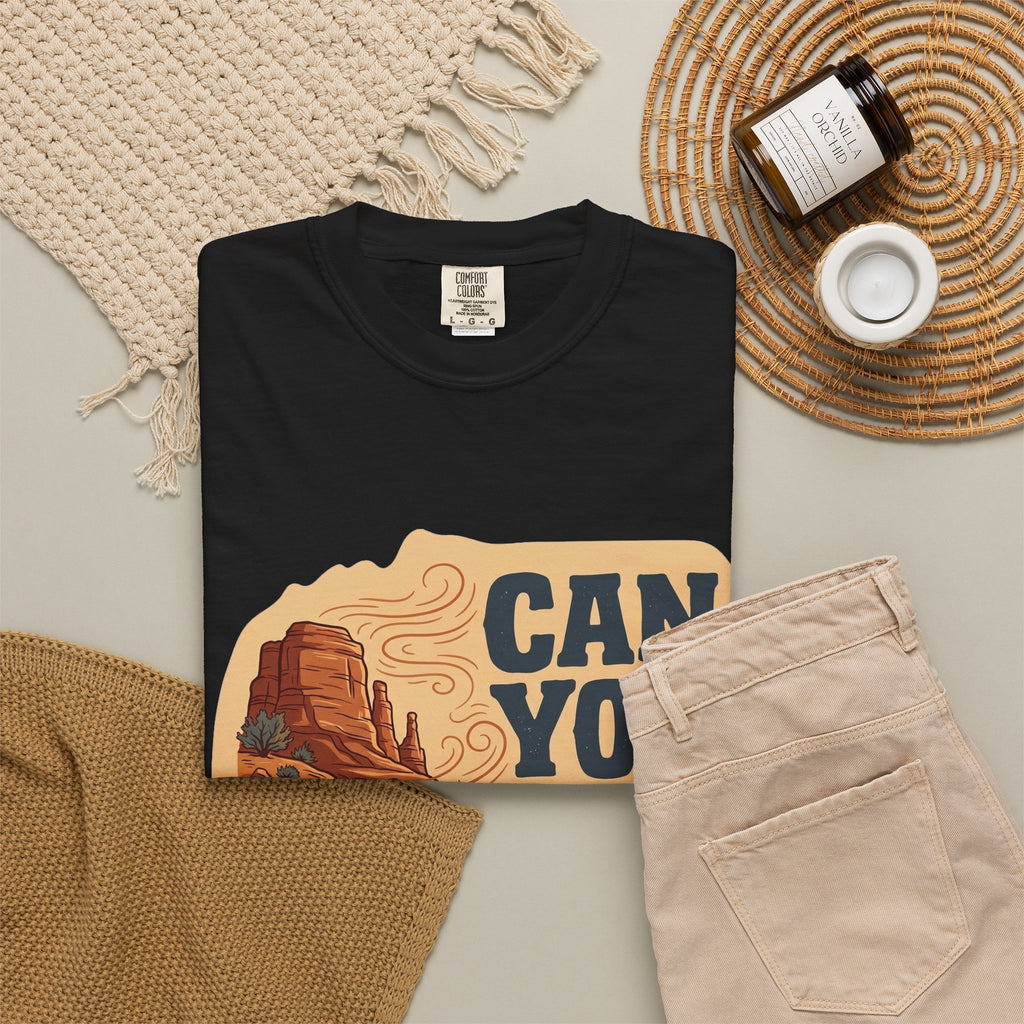 Canyon Whispers Graphic T-Shirt — Retro Desert Landscape Tee