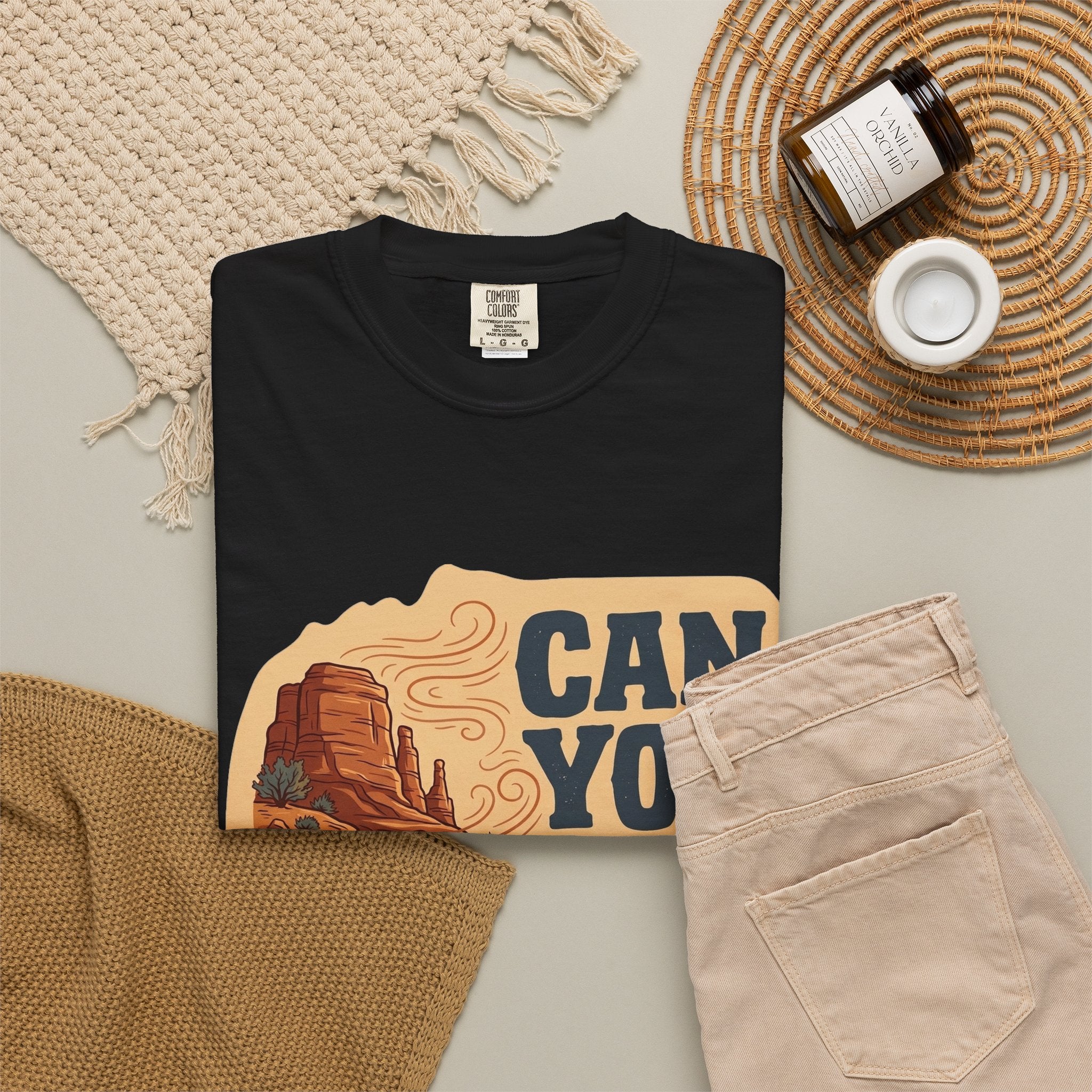 Canyon Whispers Graphic T-Shirt — Retro Desert Landscape Tee