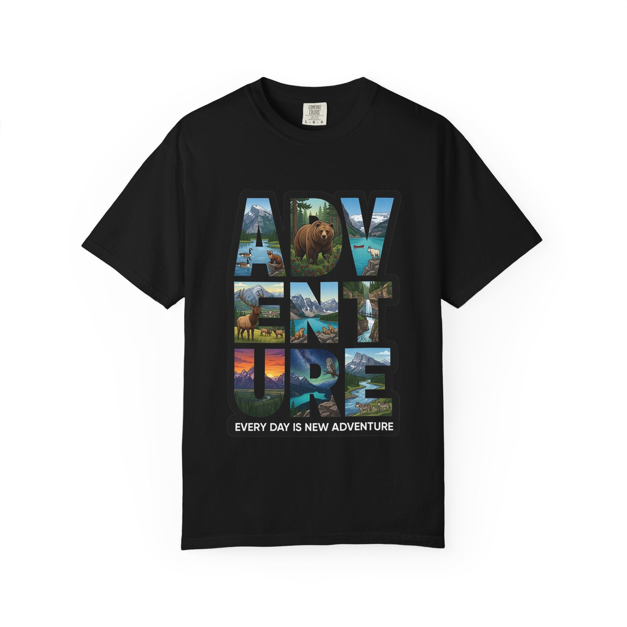 Adventure Graphic T-Shirt — "Every Day Is New Adventure" Nature Scene Tee